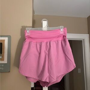 Zenana Outfitters Pink Foldover-Waist Flowy Athletic Shorts